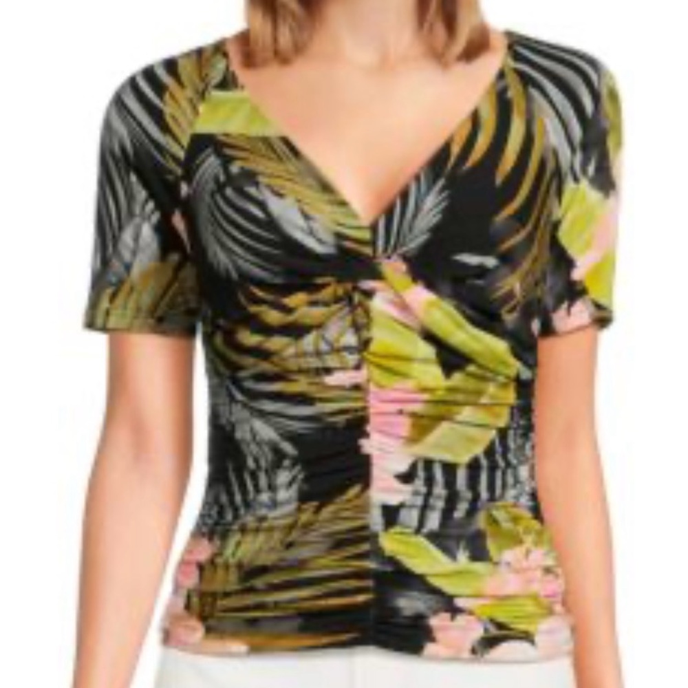 Favorite daughter ruched floral V-neck top